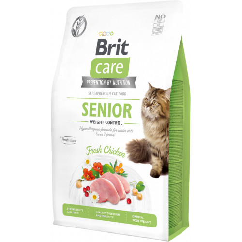 Сухий корм для кішок Brit Care Cat GF Senior Weight Control 2 кг (8595602540945) – Brit Care