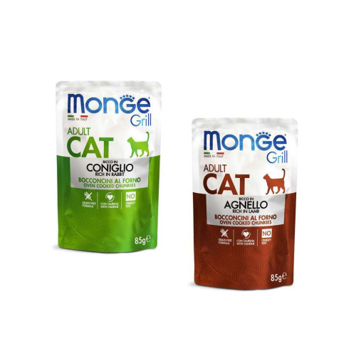 Влажный корм для кошек Monge Cat grill mix с кроликом и ягненком 1.02 кг (8009470017534) – Monge (вид 1)