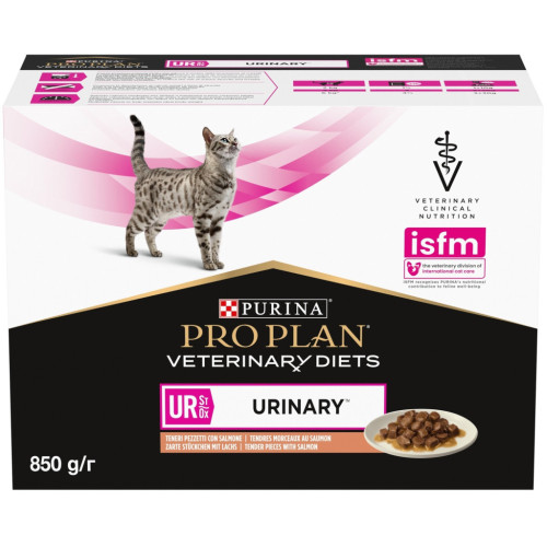 Вологий корм для кішок Purina Pro Plan Veterinary Diets UR ST/OX Urinary З лососем 10 x 85 г (8445290093851) – Purina Pro Plan Veterinary Diets