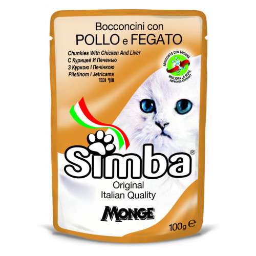 Вологий корм для кішок Simba Cat Wet курка та лівер 100 г (8009470009355) – Simba
