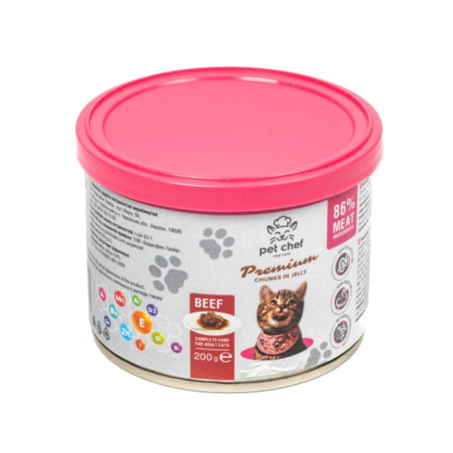 Вологий корм для кішок Pet Chef З яловичиною 200 г (4820255194042) – Pet Chef