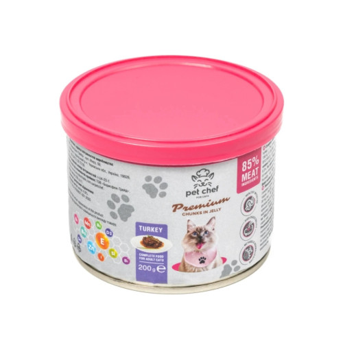 Вологий корм для кішок Pet Chef З індичкою 200 г (4820255194035) – Pet Chef