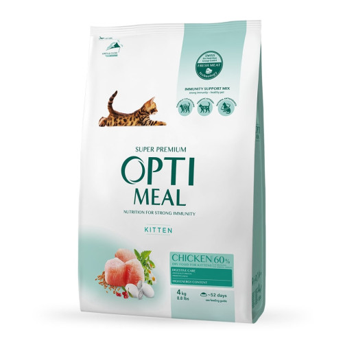 Сухой корм для кошек Optimeal для котят со вкусом курицы 4 кг (B1840901) – Optimeal