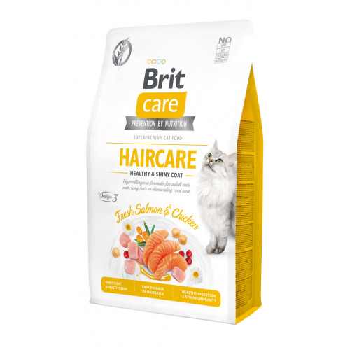 Сухий корм для кішок Brit Care Cat GF Haircare Healthy and Shiny Coat 2 кг (8595602540884) – Brit Care