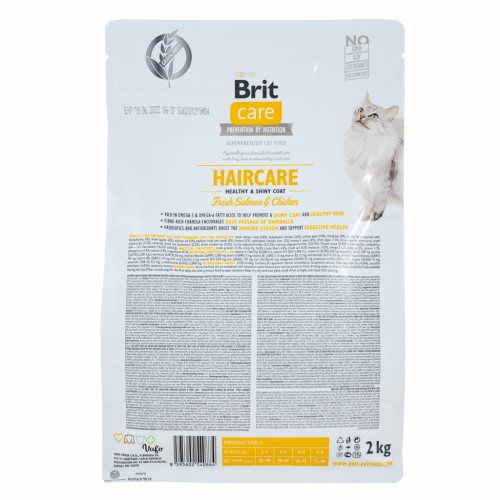 Сухий корм для кішок Brit Care Cat GF Haircare Healthy and Shiny Coat 2 кг (8595602540884) – Brit Care (вид 1)