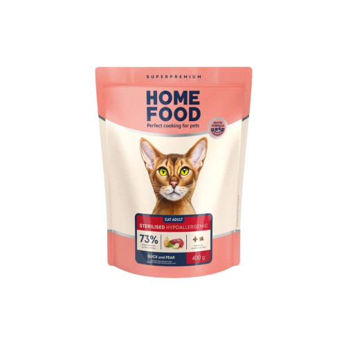 Сухой корм для кошек Home Food Grain-free hypoallergenic Suitable for exotic breeds с уткой и грушей 400 г (4820235020156) – Home Food