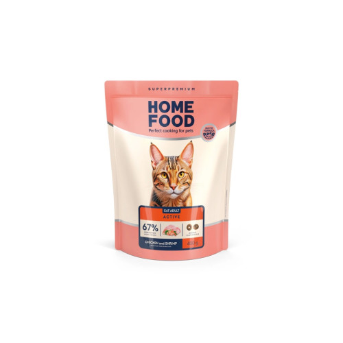 Сухой корм для кошек Home Food For active с курицей и креветками 400 г (4820290090057) – Home Food