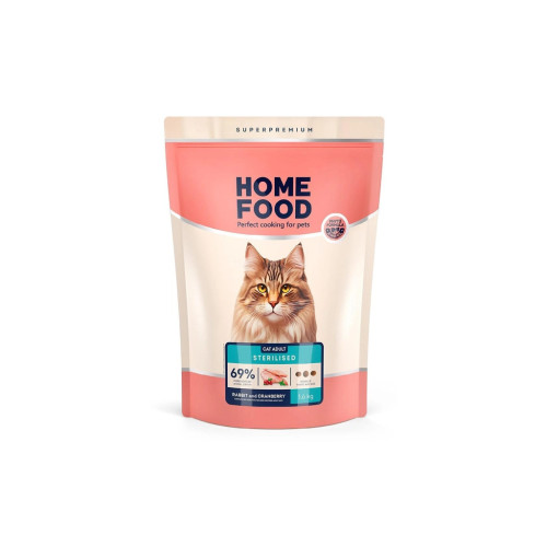 Сухой корм для кошек Home Food For sterilised с кроликом и клюквой 1.6 кг (4820235020026) – Home Food