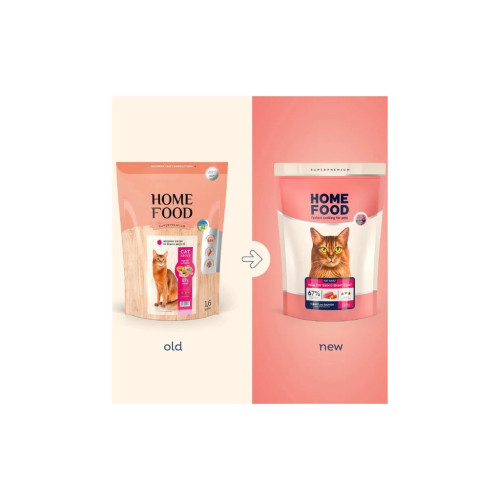 Сухий корм для кішок Home Food Healthy skin and shiny coat з індичкою та лососем 1.6 кг (4820235020170) – Home Food (вид 1)