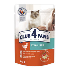 Влажный корм для кошек Club 4 Paws для стерилизованных в желе с курицей 80 г (4820083908934)