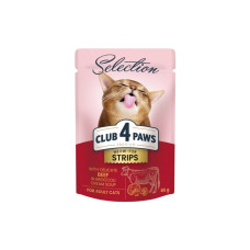 Вологий корм для кішок Club 4 Paws Selection Плюс Смужки з яловичиною в крем супі з броколі 85 г (4820215368100)