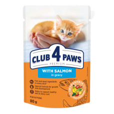 Влажный корм для кошек Club 4 Paws для котят с лососем 80 г (4820215369305)