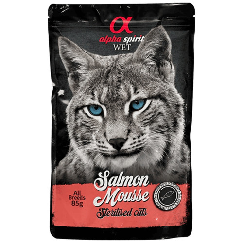 Влажный корм для кошек Alpha Spirit для стерилизованных старше 1 года с лососем 85 г (8436586311599) – Alpha Spirit