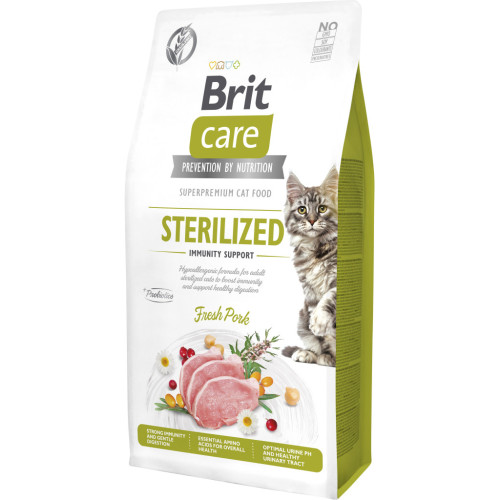 Сухой корм для кошек Brit Care Cat GF Sterilized Immunity Support со свининой 7 кг (8595602565085) – Brit Care