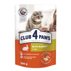 Влажный корм для кошек Club 4 Paws в желе с кроликом 100 г (4820083908903)