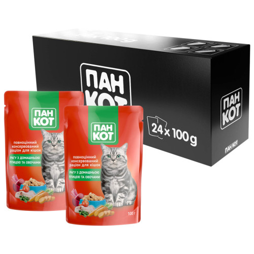 Вологий корм для кішок Пан Кот домашня птиця 100 г (4820111141012) – Пан Кот (вид 2)