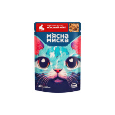 Влажный корм для кошек М'ясна Миска кусочки в соусе мясной микс 100 г (4820255192406)