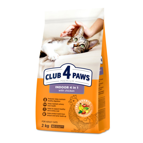 Сухий корм для кішок Club 4 Paws Преміум Indoor 4 in 1 2 кг (4820269144828) – Club 4 Paws
