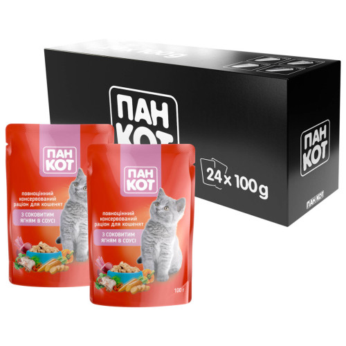 Вологий корм для кішок Пан Кот ягня в соусі 100 г (4820111141050) – Пан Кот (вид 2)