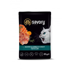 Влажный корм для кошек Savory лосось с морковью в соусе для котят 85 г (4820261920079)