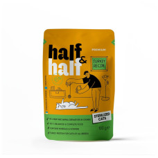 Влажный корм для кошек Half&Half для стерилизованных кусочки с индейкой в желе 100 г (4820261920895)