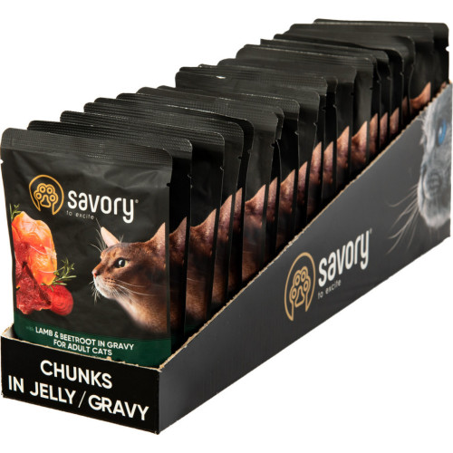 Влажный корм для кошек Savory ягненок со свеклой в соусе 85 гх22 шт (2700000029367) – Savory