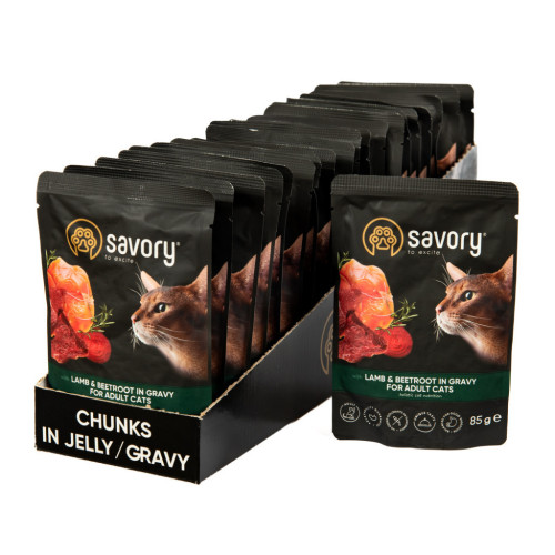Влажный корм для кошек Savory ягненок со свеклой в соусе 85 гх22 шт (2700000029367) – Savory (вид 1)
