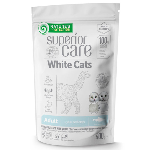 Сухой корм для кошек Nature's Protection Superior Care White Cats Grain Free Herring 400 г (NPSC47779) – Nature's Protection