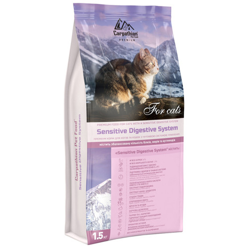 Сухий корм для кішок Carpathian Pet Food Sensitive Digestive System 1.5 кг (4820111140954) – Carpathian Pet Food