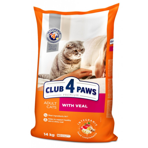 Сухой корм для кошек Club 4 Paws Премиум. С телятиной 14 кг (4820083909207) – Club 4 Paws
