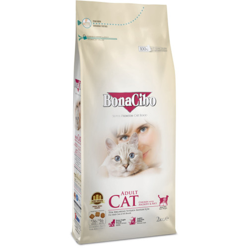 Сухий корм для кішок BonaCibo Adult Cat Chicken&Rice with Anchovy 2 кг (8694686406090) – BonaCibo
