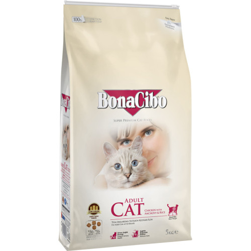 Сухий корм для кішок BonaCibo Adult Cat Chicken&Rice with Anchovy 5 кг (8694686405642) – BonaCibo