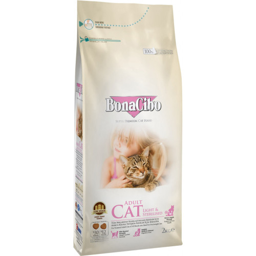 Сухий корм для кішок BonaCibo Adult Cat Light&Sterilized 2 кг (8694686406137) – BonaCibo
