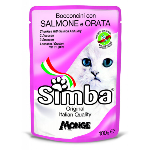 Вологий корм для кішок Simba Cat Wet лосось та дорі 100 г (8009470009379) – Simba