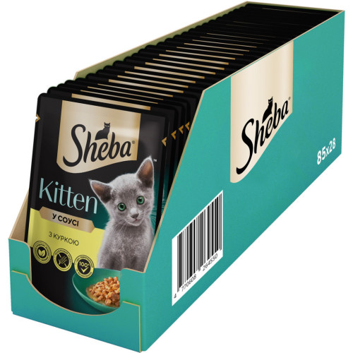 Вологий корм для кішок Sheba з куркою в соусі для кошенят 85 г (4770608264567) – Sheba