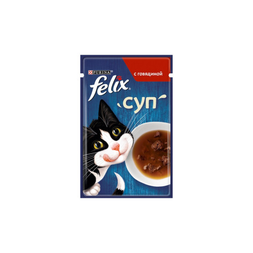 Влажный корм для кошек Purina Felix Суп с говядиной 48 г (8445290571625) – Purina Felix