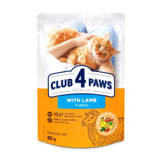Влажный корм для кошек Club 4 Paws с ягненком в соусе 85 г (4820269142558)