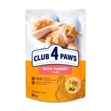 Влажный корм для кошек Club 4 Paws с индейкой в желе 85 г (4820269142497)