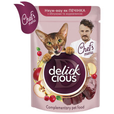Вологий корм для кішок Delickcious печінка з яблуками та журавлиною 85 г (4820269147034)