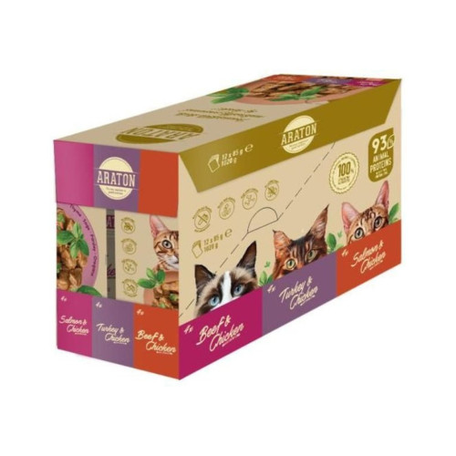 Влажный корм для кошек ARATON Set Adult 12x85 г (ART47931) – ARATON