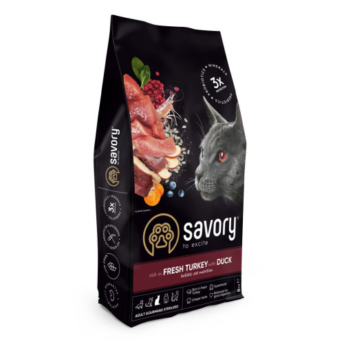 Сухий корм для кішок Savory Adult Cat Steril Fresh Turkey and Duck 8 кг (4820232631607) – Savory