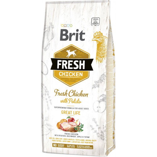Сухой корм для собак Brit Fresh Chicken/Potato Adult 12 кг (8595602530731) – Brit Fresh