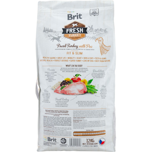 Сухий корм для собак Brit Fresh Turkey/Pea Light Fit and Slim Adult 12 кг (8595602530793) – Brit Fresh (вид 1)