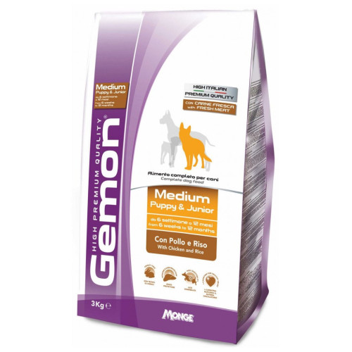Сухий корм для собак Gemon Dog Medium pup&jun курка з рисом 3 кг (8009470386197) – Gemon