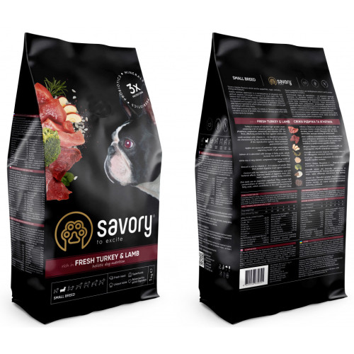 Сухий корм для собак Savory Small Breed rich in Fresh Turkey and Lamb 1 кг (4820232630341) – Savory (вид 1)