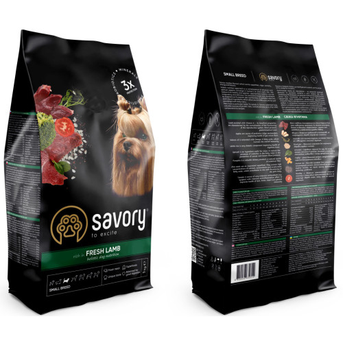 Сухий корм для собак Savory Small Breeds rich in Fresh Lamb 1 кг (4820232630310) – Savory (вид 1)