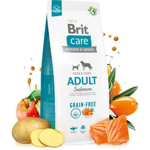 Сухой корм для собак Brit Care Dog Grain-free Adult для малых и средних пород с лососем 1 кг (8595602558858) – Brit Care (вид 1)