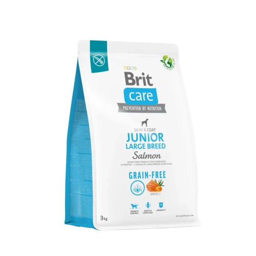 Сухой корм для собак Brit Care Dog Grain-free Junior Large Breed для больших пород с лососем 3 кг (8595602558872) – Brit Care