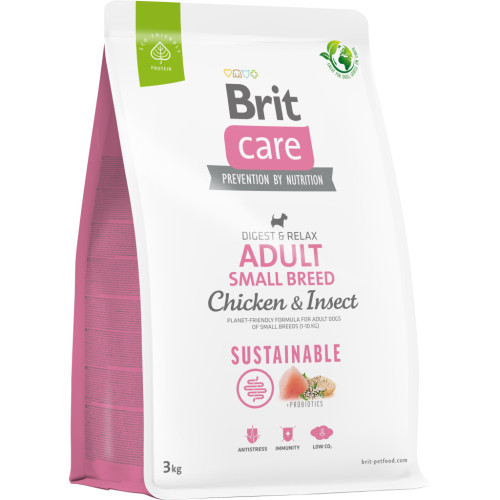 Сухой корм для собак Brit Care Dog Sustainable Adult Small Breed с курицей и насекомыми 3 кг (8595602558667) – Brit Care