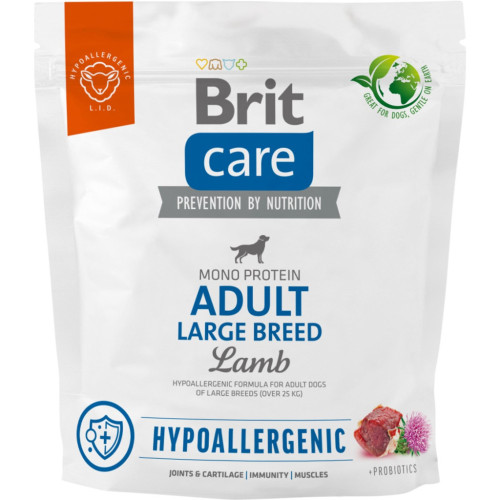 Сухий корм для собак Brit Care Dog Hypoallergenic Adult Large Breed з ягням 1 кг (8595602559091) – Brit Care